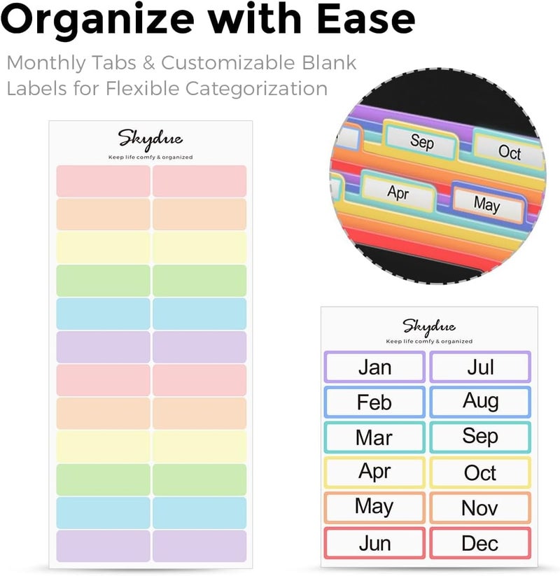 Skydue Accordion File Organizer, 13 Pocket File Folder Organizer with Colorful Tabs, Expanding Document Organizer for Letter A4 Size for Office School Use Black - Image 5